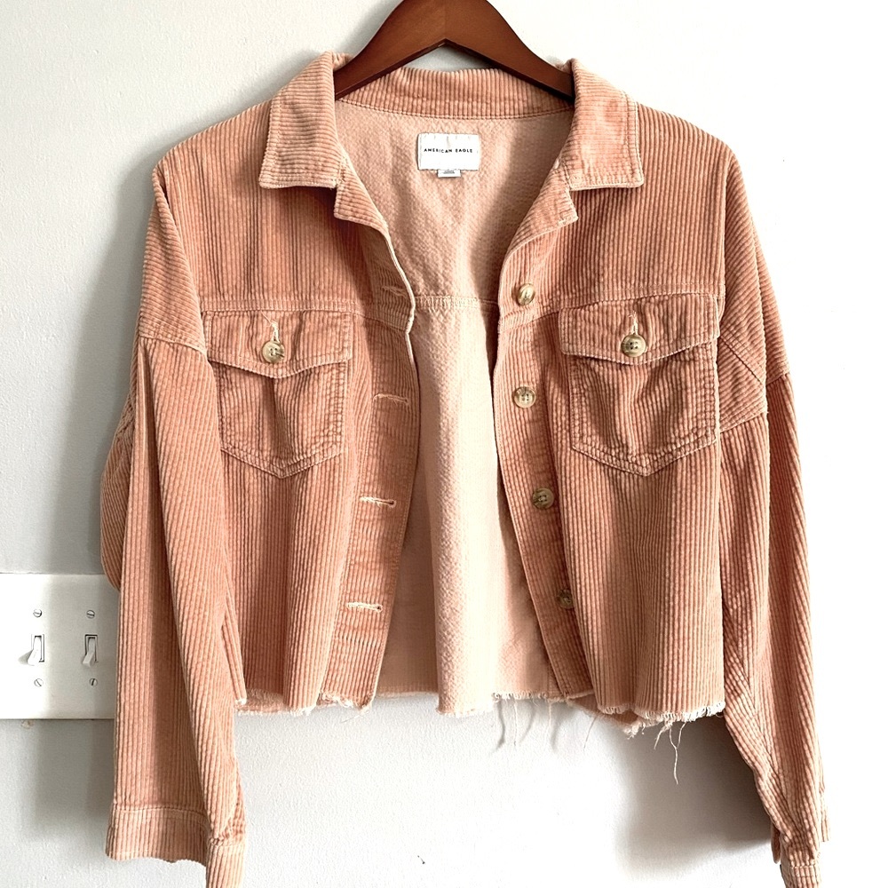 AE Cropped Corduroy Shirt Jacket